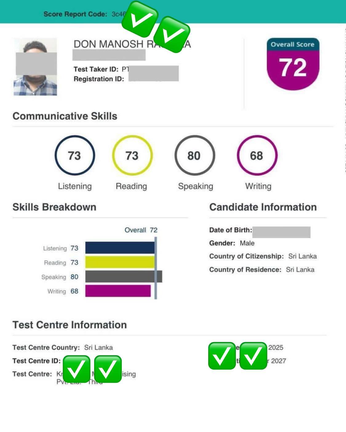 update pte score online