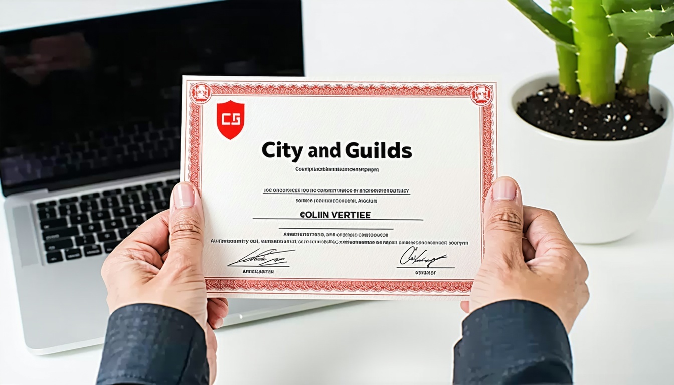 A person holding a City and Guilds certificate wit